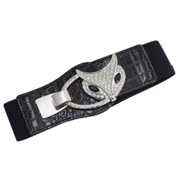 Waistband Belt, Cat Rhinestone Buckle. PU And Elastic main image 4